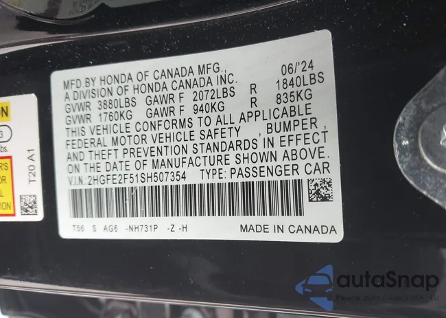 2HGFE2F51SH507354: 43243523