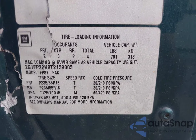 2G1FP22K8T2159005: 43243607