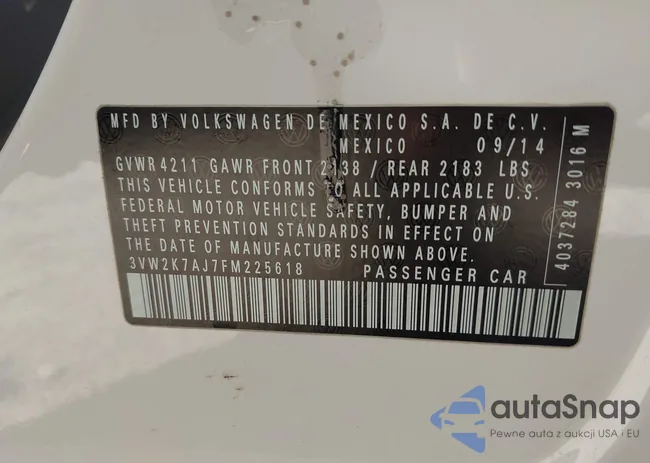 3VW2K7AJ7FM225618: 43243649