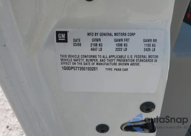 1G6DP577260193261: 43243775