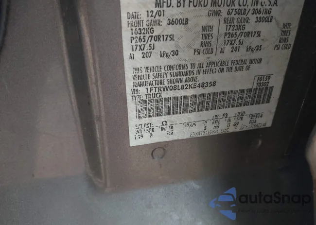 1FTRW08L82KB48358: 43243799