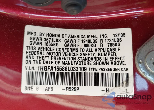 1HGFA16586L033109: 43243822