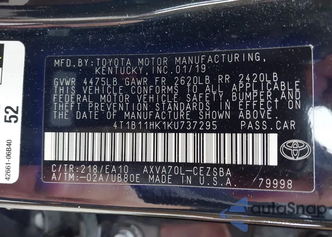 4T1B11HK1KU737295: 43244877