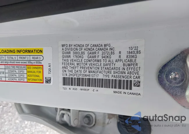 2HGFE2F55NH610717: 43244883