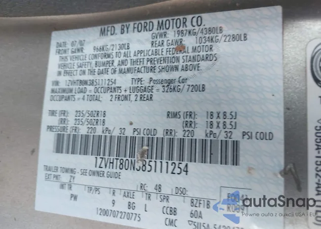 1ZVHT80N385111254: 43244920