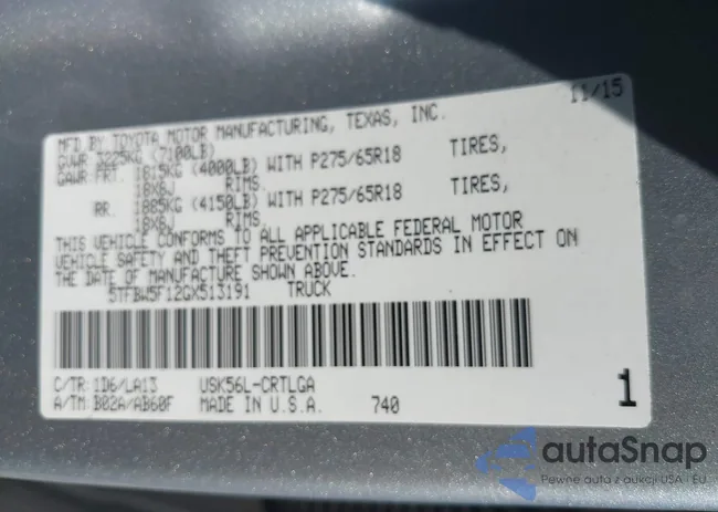 5TFBW5F12GX513191: 43245043