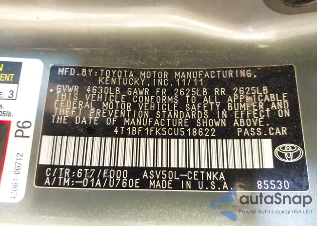 4T1BF1FK5CU518622: 43245078