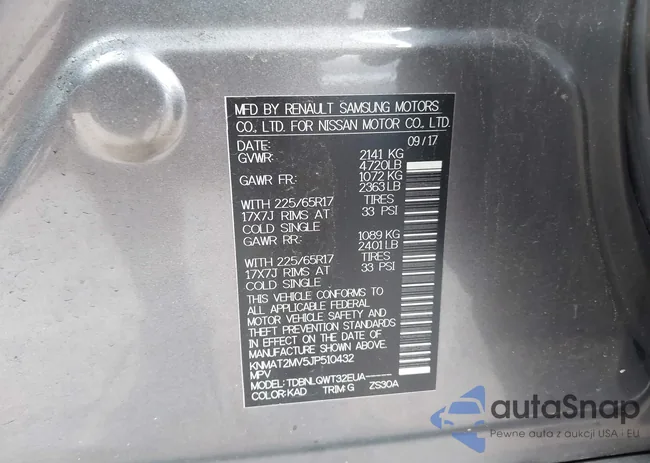 KNMAT2MV5JP510432: 43245167