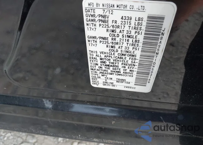 JN8AS5MT1DW503169: 43245365