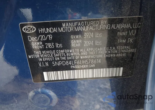 5NPD84LF6LH578614: 43245444