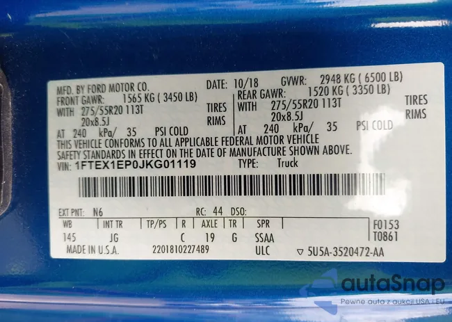 1FTEX1EP0JKG01119: 43245457