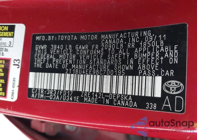 2T1BU4EE9BC700195: 43244780