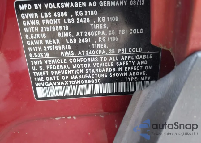 WVGAV3AX1DW089630: 43244795