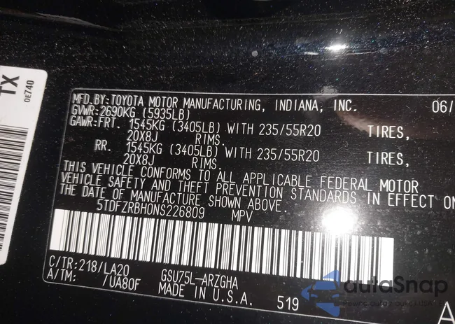 5TDFZRBH0NS226809: 43244808