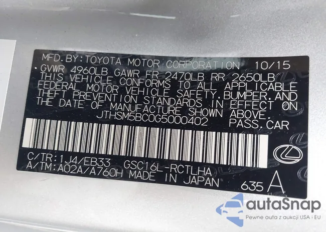 JTHSM5BC0G5000402: 43245933