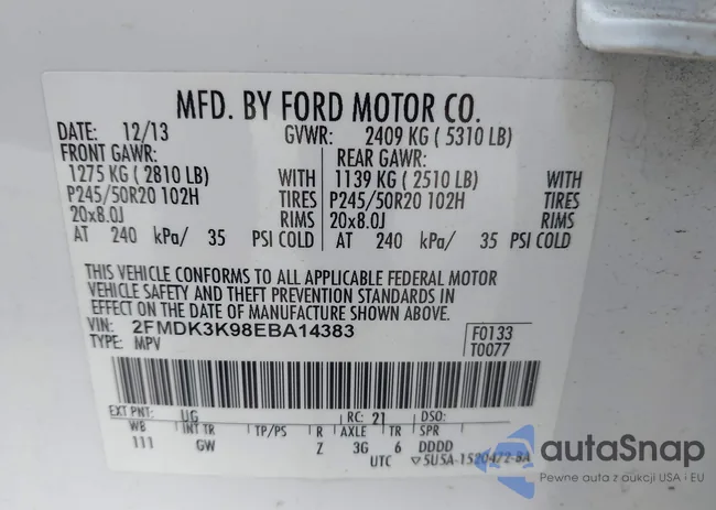 2FMDK3K98EBA14383: 43245965