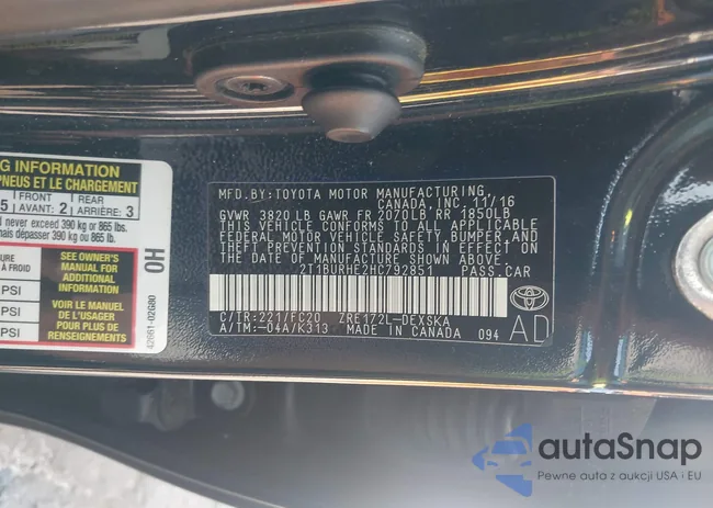 2T1BURHE2HC792851: 43246067