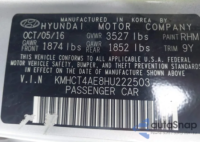 KMHCT4AE8HU222503: 43246079