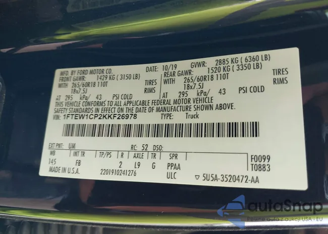 1FTEW1CP2KKF26978: 43246255