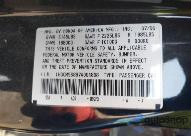 1HGCM56897A004808: 43246292