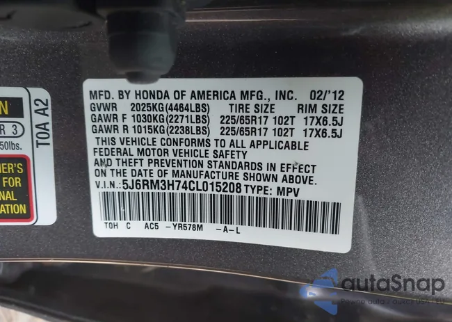 5J6RM3H74CL015208: 43246363