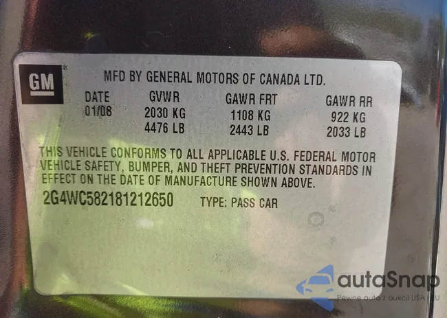 2G4WC582181212650: 43245580