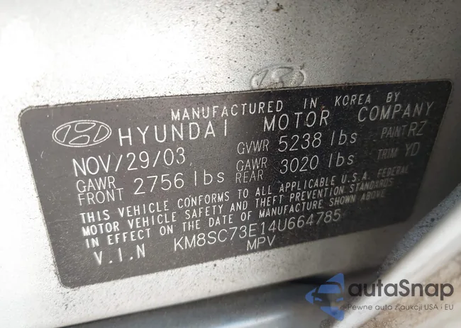 KM8SC73E14U664785: 43245601