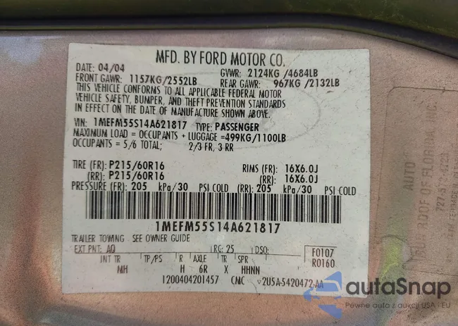 1MEFM55S14A621817: 43245632