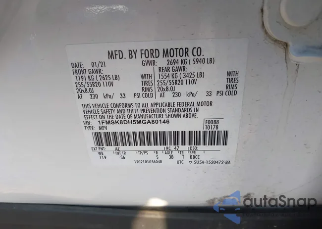 1FMSK8DH5MGA80146: 43245635