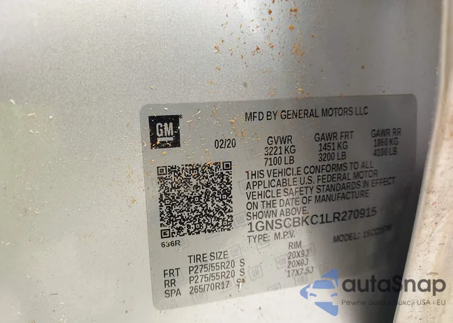 1GNSCBKC1LR270915: 43245639