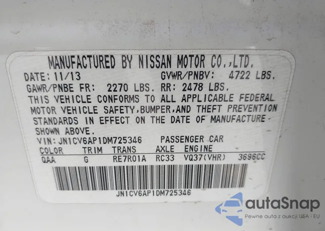 JN1CV6AP1DM725346: 43245672