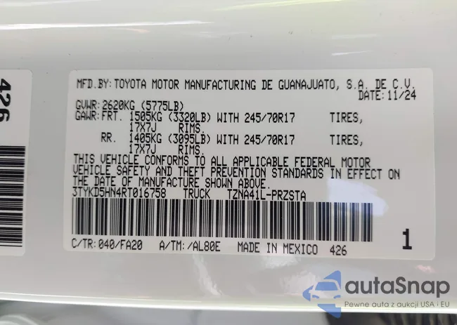 3TYKD5HN4RT016758: 43245746