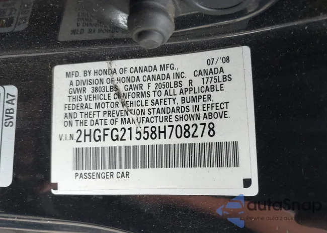 2HGFG21558H708278: 43246960