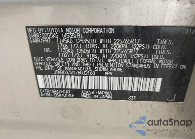 JTMBD33V276032168: 43247059