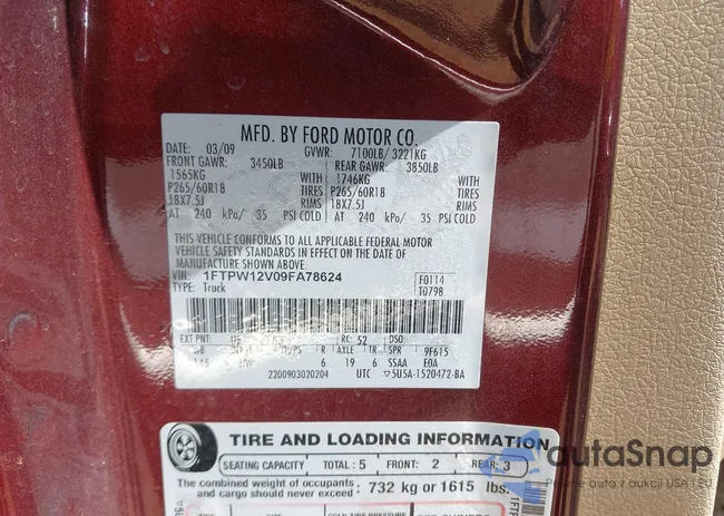 1FTPW12V09FA78624: 43247142