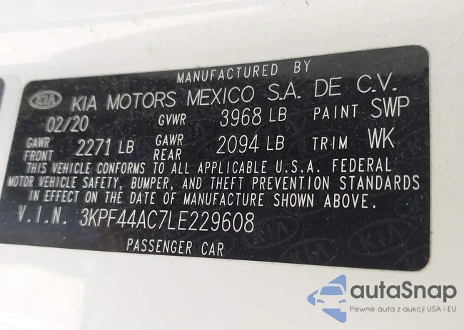 3KPF44AC7LE229608: 43247189