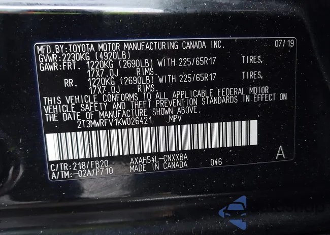 2T3MWRFV1KW026421: 43247232