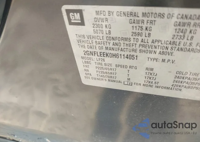 2GNFLEEK0H6114051: 43247265