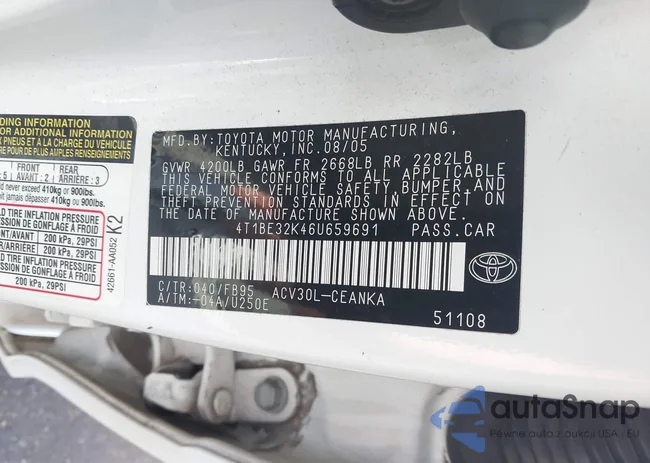 4T1BE32K46U659691: 43247288