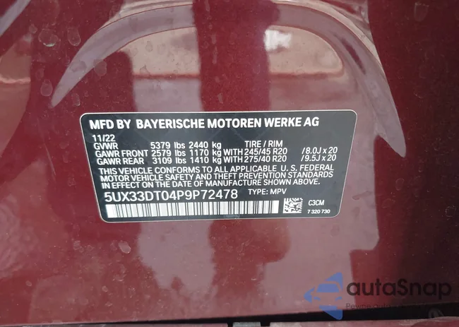 5UX33DT04P9P72478: 43247289