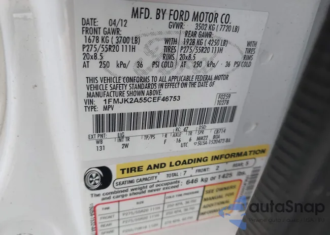 1FMJK2A55CEF46753: 43247300