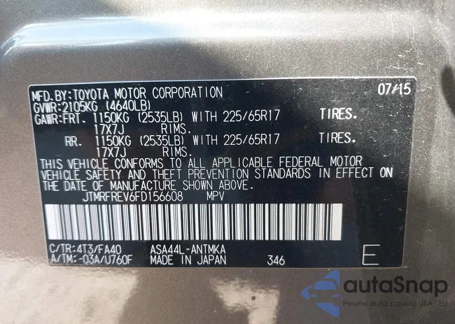 JTMRFREV6FD156608: 43247313