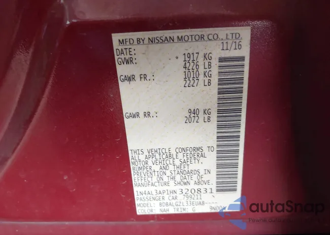 1N4AL3AP1HN320831: 43247319