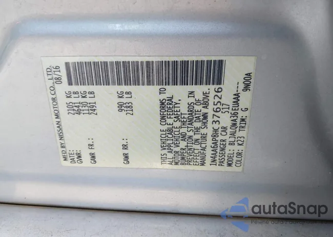 1N4AA6AP8HC376526: 43246462