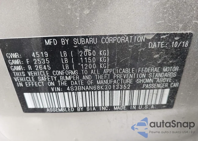 4S3BNAN68K3013352: 43246523