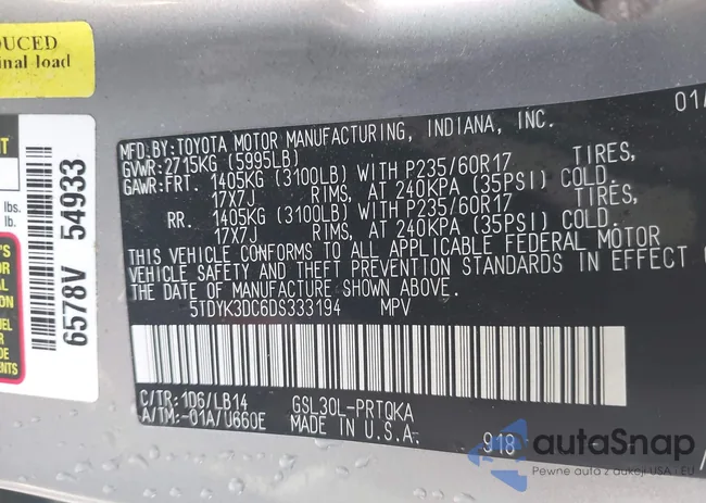 5TDYK3DC6DS333194: 43246581