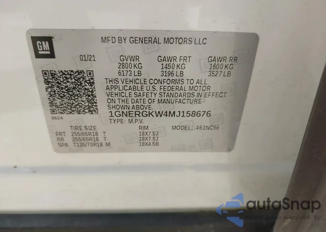 1GNERGKW4MJ158676: 43246749