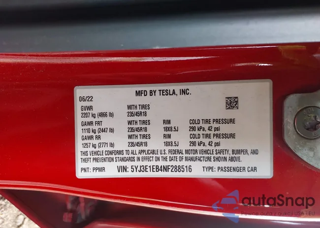 5YJ3E1EB4NF288516: 43246809