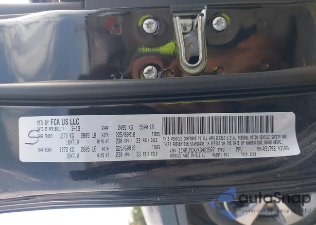 1C4PJMDX2KD423507: 43247886