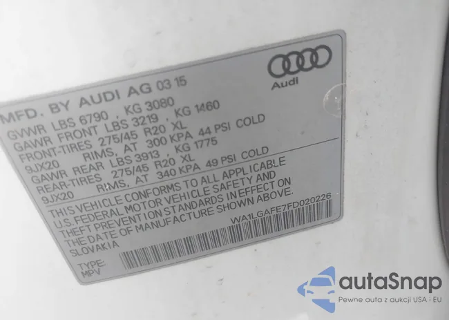 WA1LGAFE7FD020226: 43247900